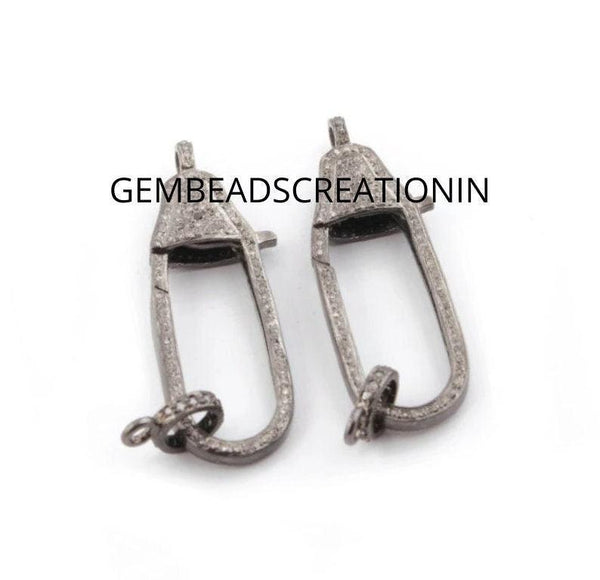 Diamond Lobster Clasp/Jewelry Findings/42x14mm Pave Diamond Clasp/Diamond Lock/925 Sterling Silver/Pave Lobster Lock/Jewelry Components