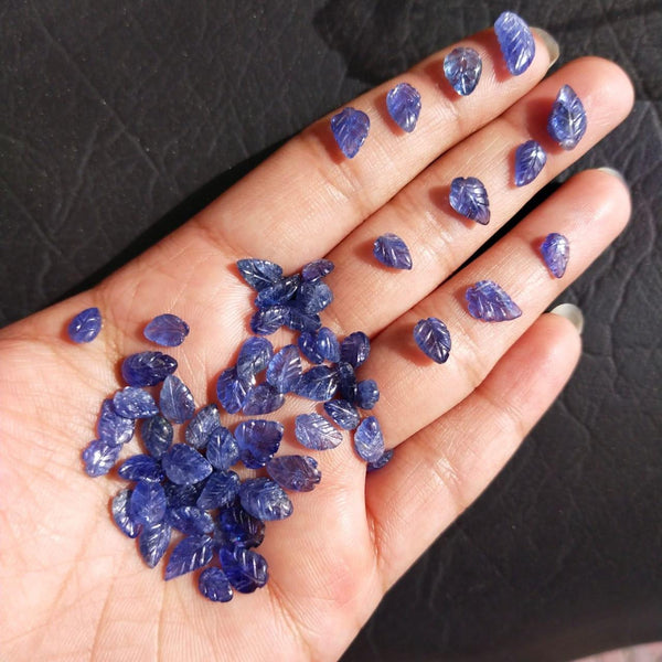 100% Natural Tanzanite Leaf Carving Beads/Tanzanite Gemstone Beads/5-7mm Tanzanite Carvings/Loose Gemstone/Drilled Stones Beads Jewelry