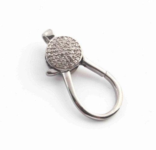 Pave Diamond Lobster/Lock Clasp/925 Sterling Silver/28x23mm Diamond Findings/Diamond Clips/Lobster Clasp/Diamond Jewelry Necklace Connector