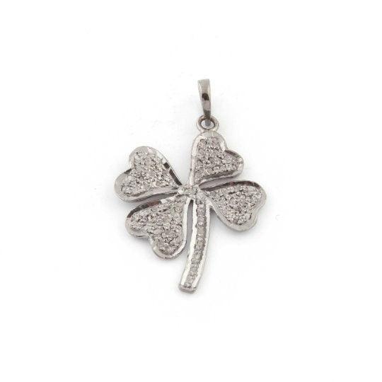 Pave Diamond Clover Pendant/Four Leaf Clover/Lucky Pendant/Art Deco Jewelry/Pave Diamond Pendant/Clover Leaf/Minimalist Dainty Necklace