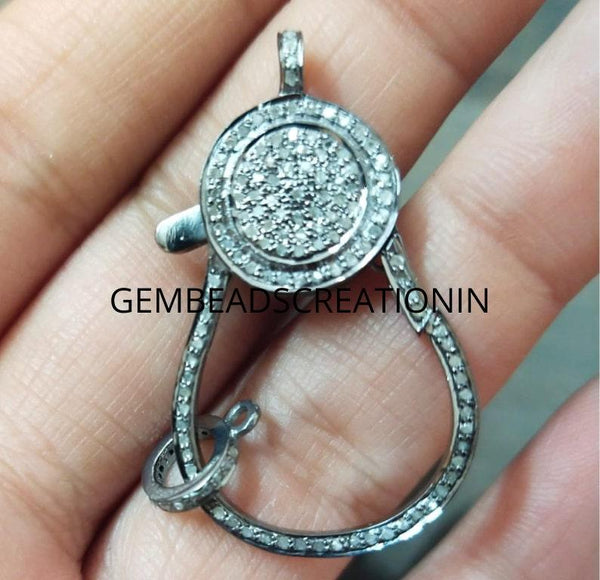 Antique Pave Diamond Lobster Lock Clasp/925 Silver 38x21mm Diamond Lock/Diamond Jewelry Findings/Diamond Clasp & Clips/Lobster Claw/Supplies