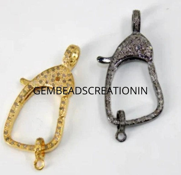 Pave Diamond Lobster/Diamond Lock Clasp/925 Silver Clasp/Diamond Lock Claw/35mm Diamond Findings/Clasp Clip/Lobster Clasp/Diamond Jewelry