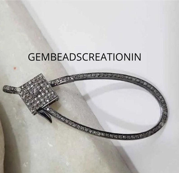 Pave Diamond Big Lobster Lock Clasp/925 Sterling Silver/Jewelry Findings Craft Supplies Claw Clips Handmade Jewelry Necklace Connector