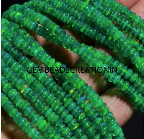 Fine Quality Green Ethiopian Opal Beads/Rondelle Beads/Opal Rondelle Beads/3-5mm Opal Strand/Wholesale Ethiopian Opal Gemstone/Craft Beads