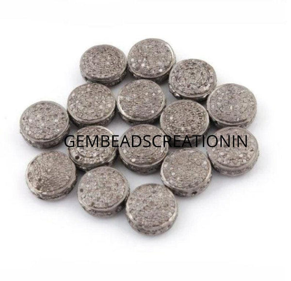 8mm Pave Diamond Round Beads/Diamond Beads/925Sterling Silver/Diamond Charm/Button Beads/Pave Diamond Findings/Craft Supplies Jewelry