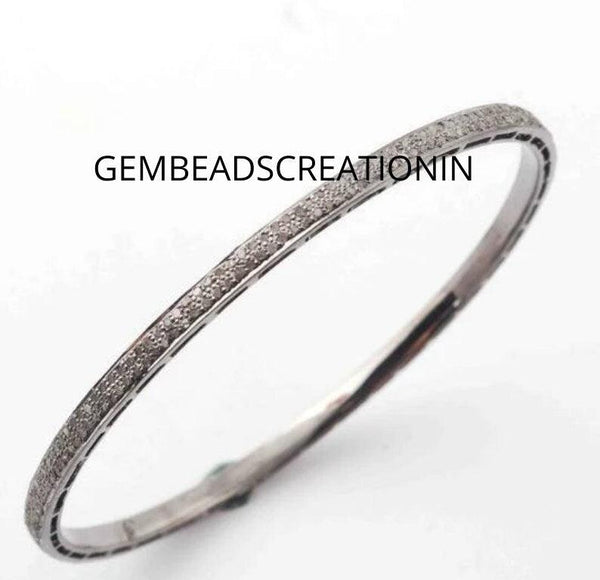 Pave Diamond Bangle/Fine Diamond Jewelry/Dainty Bangle/Handmade Jewelry/Bangle Bracelet/925 Silver Bangle/Wedding Anniversary Gift Her