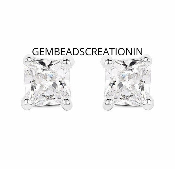 Cubic Zirconia Earrings/925 Sterling Silver/Square CZ Studs/Cubic Zirconia Minimalist Stud/Dainty Push Back Stud/Gift For Her/Stud Earrings