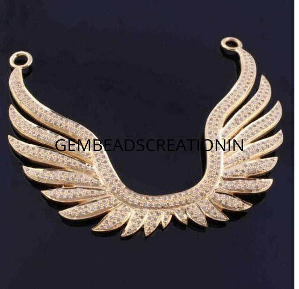 Pave Diamond Wing Connector/54x60mm Diamond Antler/Yellow Gold Jewelry/Diamond Connector/Necklace Connector/Pave Diamond Jewelry/Pendant