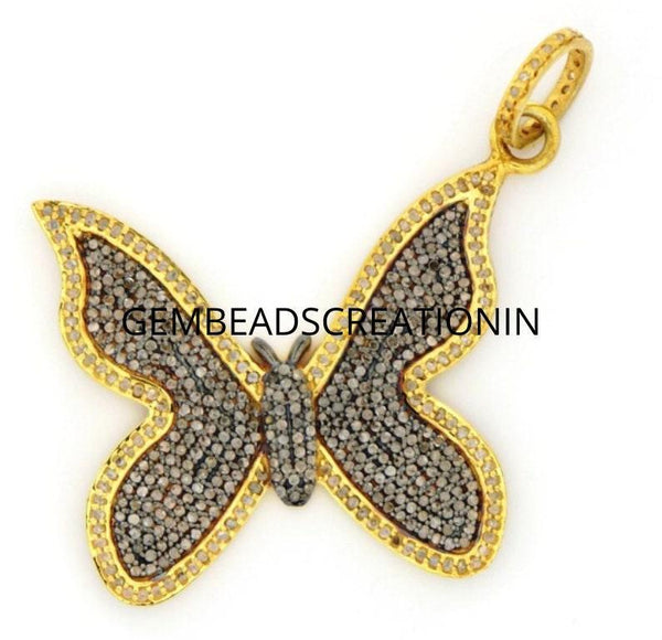 Pave Diamond Butterfly/52x36mm Diamond Butterfly/Butterfly Necklace/Pave Diamond Pendant/Diamond Jewelry/Butterfly Pendant/Fine Jewelry