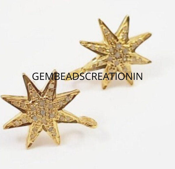 12mm Diamond Star Stud/Star Stud Earrings/Pave Diamond Stud/Jewelry Components/Diamond Findings/Yellow Gold Stud Earrings/Gift For Her