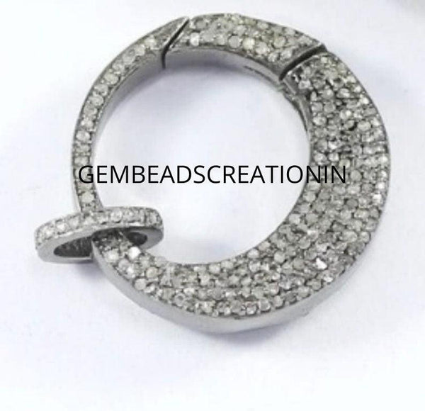 23mm Pave Diamond Round Clasp/Lobster Clasp/925 Sterling Silver/Jewelry Findings/Diamond Craft Supplies/Handmade Jewelry/Link Lock