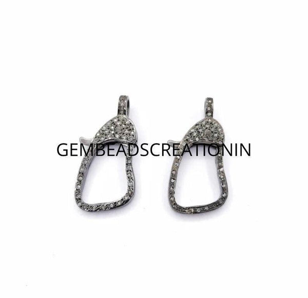 Pave Diamond Lobster 35x16mm Pave Diamond Clasp 925 Sterling Silver Handmade Finish Lock Diamond Jewelry Handmade Diamond Lobster Lock