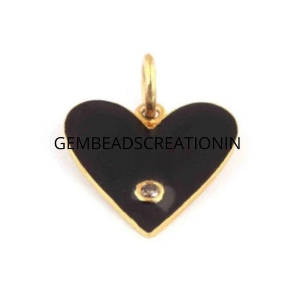 21x22mm Diamond Heart Pendant/Bakelite Enamel Heart/Pave Diamond Pendant/Heart Pendant/Gift For Her/925 Sterling Silver/Fathers Day Sale