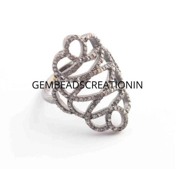 Pave Diamond Filigree Ring/Statement Ring/925 Silver Ring/Pave Diamond Ring/Gift For Her/Anniversary Gift For Her/Statement Rings