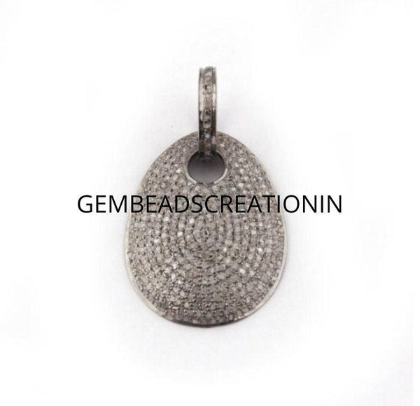 Pave Diamond Dog Tag Oval Pendant/925 Sterling Silver/29x23mm Diamond Pendant/Necklace Pendant/Handmade Jewelry/Unisex Pendant/Push Present