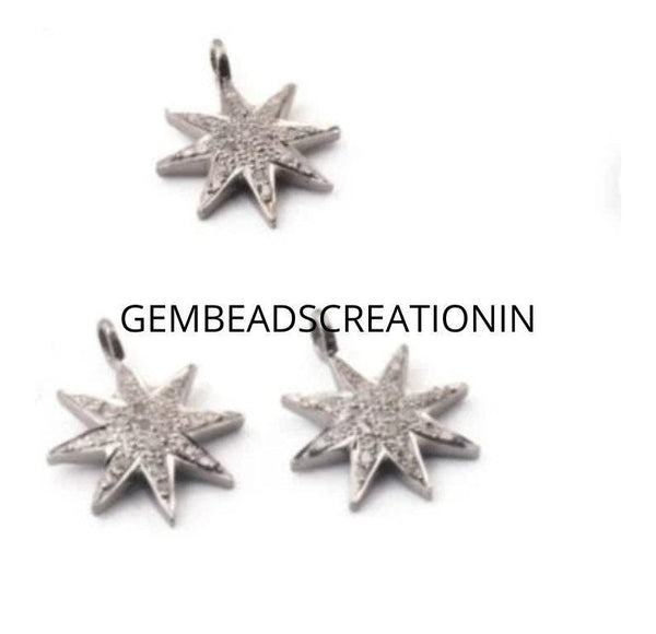 15x11mm Pave Diamond Star Charm Pendant 925 Silver Charm Diamond Pendant Star Necklace Jewelry Findings Craft Supplies Handmade Jewelry