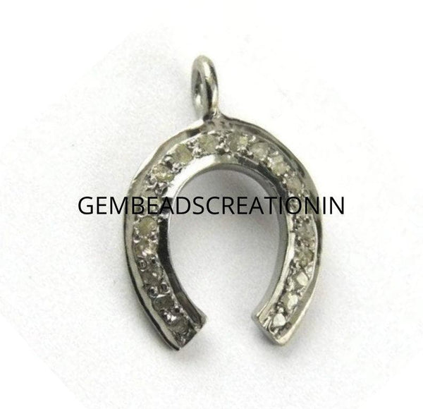 Pave Diamond Horse Shoe Pendant Charm Lucky Charm 19x13mm Charm Pendant Diamond Jewelry 925 Silver Charm Pave Diamond Finding Craft Supplies