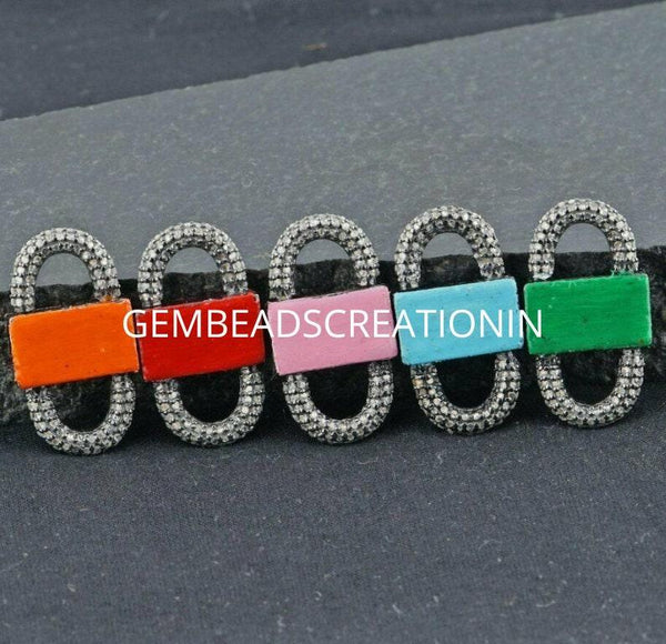 Pave Diamond Lobster Lock 925 Silver Diamond Lock Enamel Clasp Lock Designer Lobster Clasp Bakelite Carabiners Jewelry Findings Components