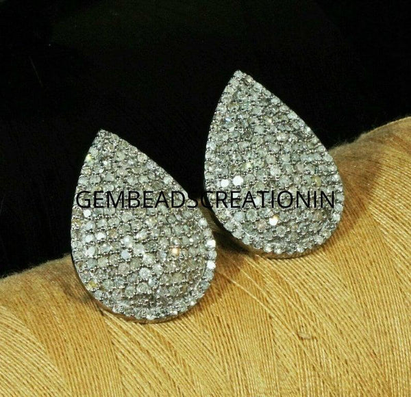 Pave Diamond Stud Earrings Pear Shape Diamond Earring 925 Sterling Silver Studs Women Jewelry Wedding Bridal Gift For Her Diamond Jewelry