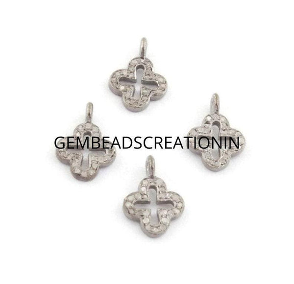 11x8mm Pave Diamond Clover Charm Star Charm Diamond Cross Charm Oxidized Silver Handmade Diamond Jewelry Findings Craft Supplies