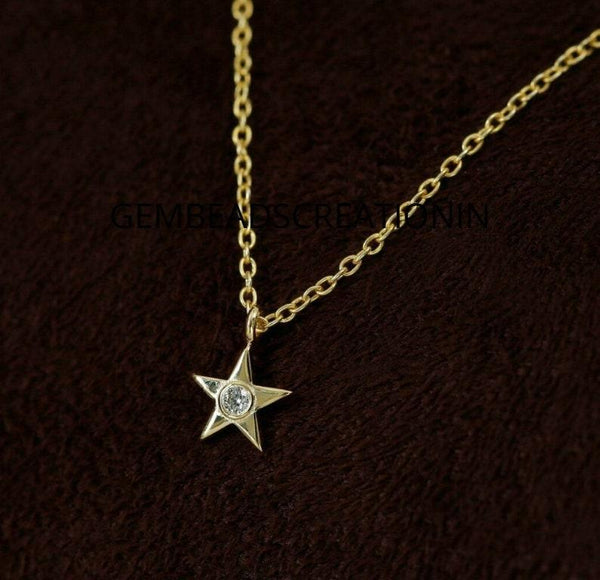 Diamond Star Of David Necklace 14k Solid Gold Dainty Jewish Star Necklace Charm Minimalist Women Necklace Gift For Her Gold Diamond Jewelry