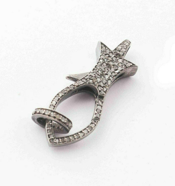 Pave Diamond Lobster Diamond Lock Clasp 925 Sterling Silver Diamond Lock Claw Diamond Findings Clasp Clip Lobster Clasp Diamond Jewelry