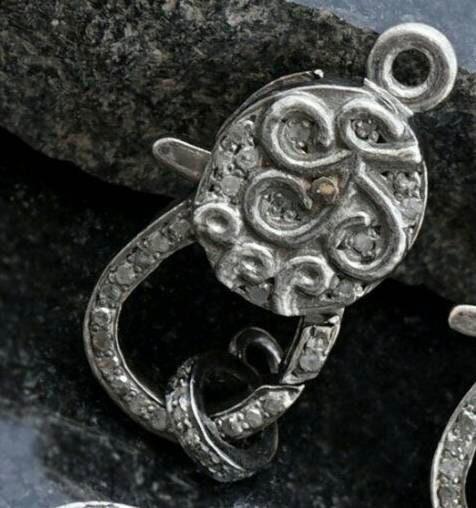 Pave Diamond Lobster Lock Clasp 925 Sterling Silver Diamond Lock Claw Hook Diamond Findings Jewelry Lobster Clasp Diamond Clips