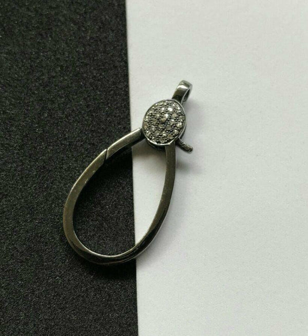 Pave Diamond Lobster Clasp Pave Setting Lock 925 Silver Diamond Jewelry Findings Clasp & Clip Handmade Fine Jewelry Necklace Connector