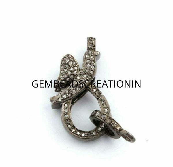 Antique Pave Diamond Lobster Clasp Findings Sterling Silver Lock Findings Clips Claw Lobster Clasp Craft Findings Jewelry Craft Supplies