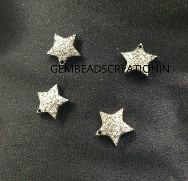 9mm Pave Diamond Star Beads 925 Silver Diamond Beads Jewelry Beads Charm Beads Necklace Bracelet Findings Handmade Diamond Jewelry