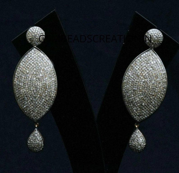 Pave Diamond Marquise Shaped Earring 925 Silver Diamond Fashion Earring Handmade Jewelry Gift For Her Dangle Earring Minimalist Jewelry