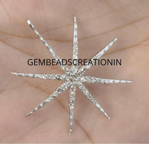 Pave Diamond Star Charm Pendant 22x18mm Diamond Star Necklace Diamond Jewelry Charm For Bracelet Necklace 925 Silver Jewelry Art Deco