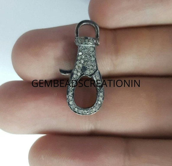 23mm Pave Diamond Lobster Clasp, 925 Sterling Silver, Pave Diamond Clasp, Pave Diamond Lobster, Diamond Lobster Lock Jewelry Finding