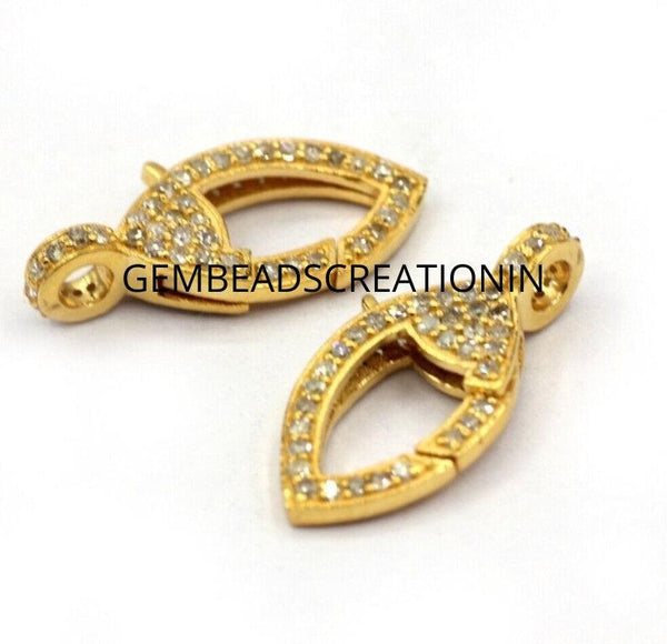 19x9mm Pave Diamond Lobster Diamond Lock Clasp Yellow Gold Diamond Clasp Diamond Jewelry Lock Clips Jewelry Finding Craft Supplies