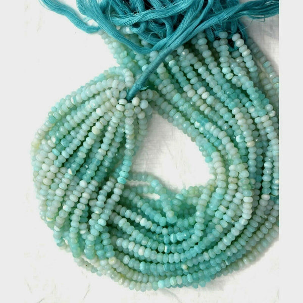 3.5-4mm Wholesale Natural Blue Opal Round Beads Opal Roundel Beads Faceted Gemstone Rondelle Beads Jewelry Craft Supplies Beads