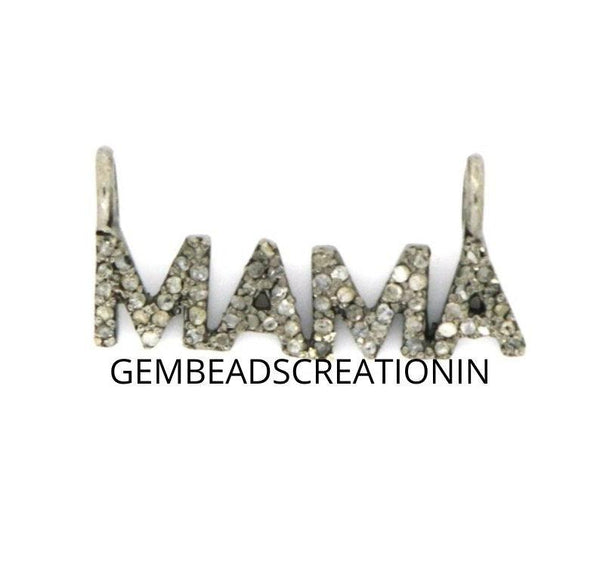 Pave Diamond Jewelry MAMA Pendant 925 Sterling Silver Handmade Jewelry Personalized Gifts Letter Pendant Gift For Mom Gift Birthday Gift