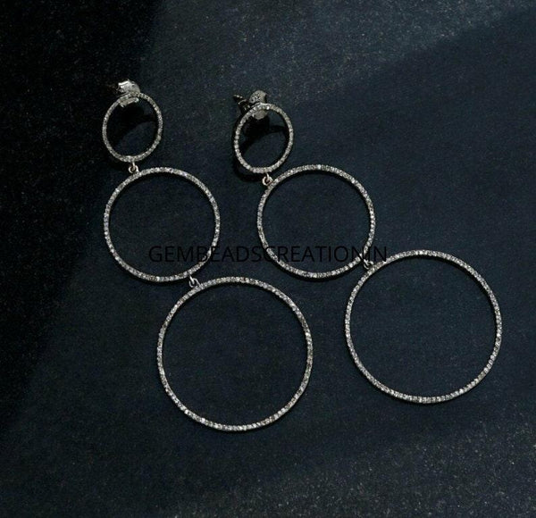 Large Hoop Earrings 925 Silver Diamond Designer Jewelry Wedding