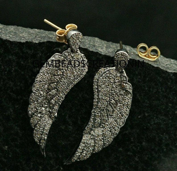 Pave Diamond Angel Wing Earring 925 Silver Wedding Anniversary Gift Diamond Jewelry Handmade Diamond Earrings Gift For Her Designer Jewelry