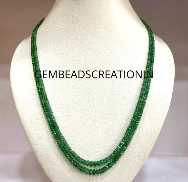 3-6mm Natural Emerald Necklace Precious Gemstone Necklace Faceted Beads Necklace Gemstone Rondelle  Jewelry Gifts