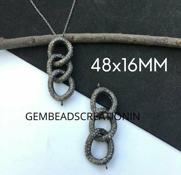 Pave Diamond Link Chain Pendant 925 Silver Diamond Chain Charm Pendant  Jewelry Findings