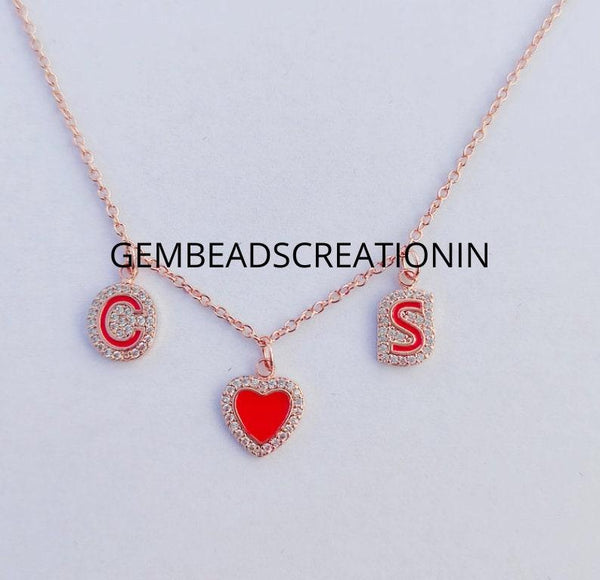 Cubic Zirconia Enamel Name Necklace/Letter Pendant/CZ Name Necklace/Name Necklace/Personalized Gift/Gift For Her/Initial Letter Necklace