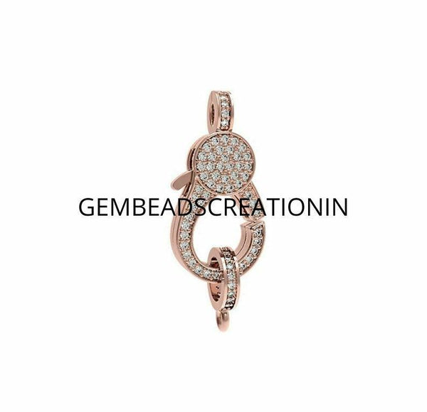 14k Gold Diamond Lobster Clasp Lobster Lock Finding Jewelry 14k Gold Diamond Lobster Lock, Gold Diamond Enhancer Charm Pendant Lock