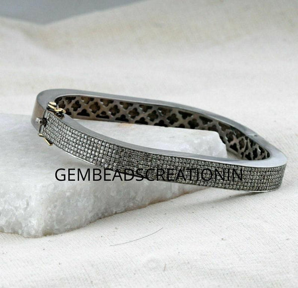 Pave Diamond Silver Bangle Jewelry 925 Bracelet Square Diamond Bracelet Bridal Wedding Gift For Her Anniversary Gift