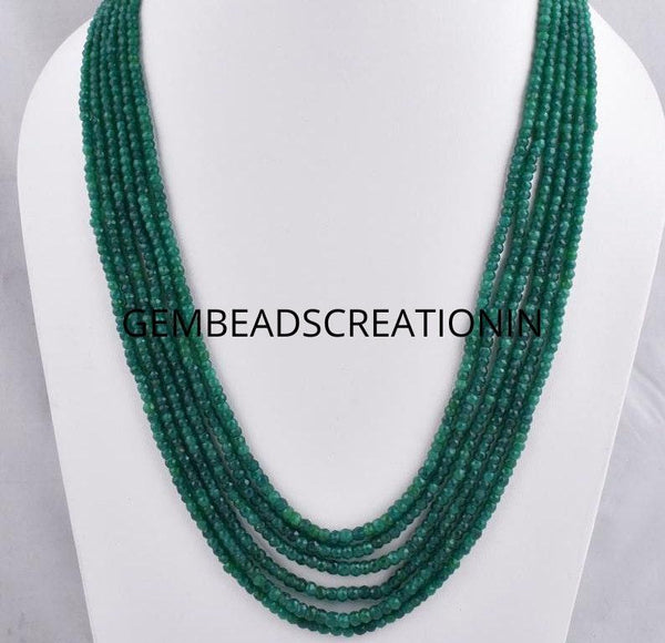 Corundum Emerald Rondelle Necklace Beaded Gemstone Necklace Healing Necklace Layering Handmade Emerald Jewelry Women Necklace Gift For her