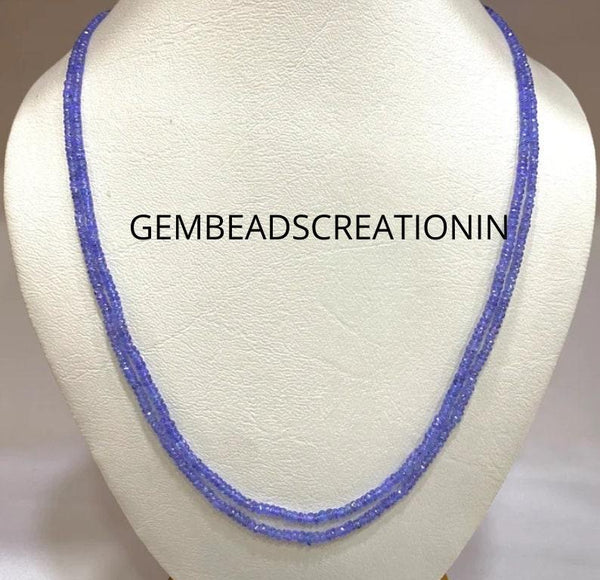 Natural Tanzanite Necklace Precious Gemstone Necklace 3-4mm Faceted Beads Necklace Jewelry Birthstone Necklace Handmade Gift Ideas