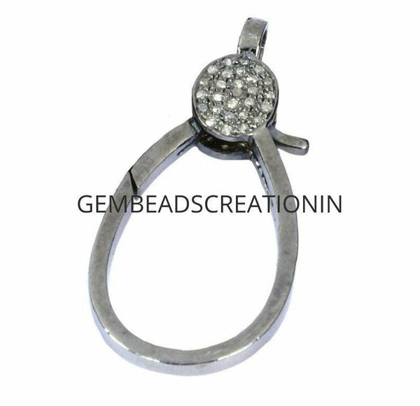 Pave Diamond Lobster Clasps 925 Silver Diamond Jewelry Findings Handmade Lobster Lock Necklace Connector Craft Supplies