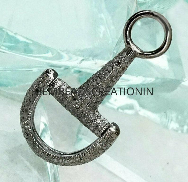 Pave Diamond Pendant/Horse Bit Charm Pendant/Snaffle Horse Bit /28x14mm Cord Diamond Jewelry/Pave Diamond Finding Component