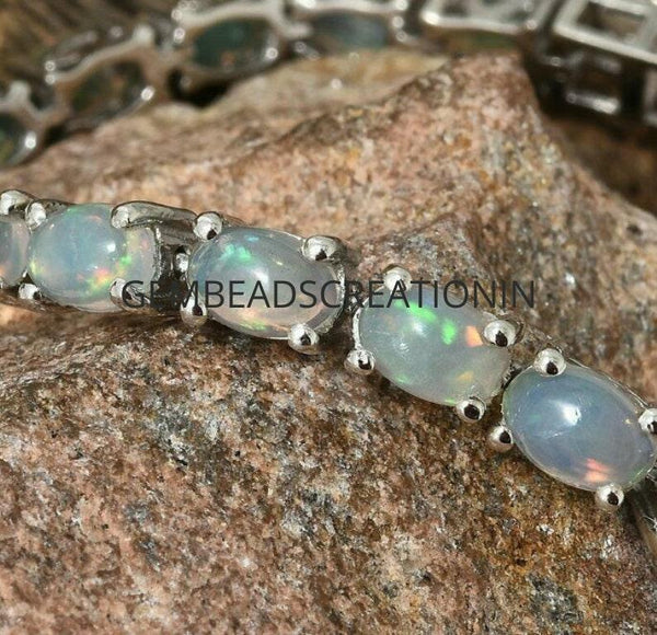 Ethiopian Opal Bracelet 925 Silver Tennis Bracelet Wedding Anniversary Gift Gemstone Bracelet Gift Ideas Women Jewelry