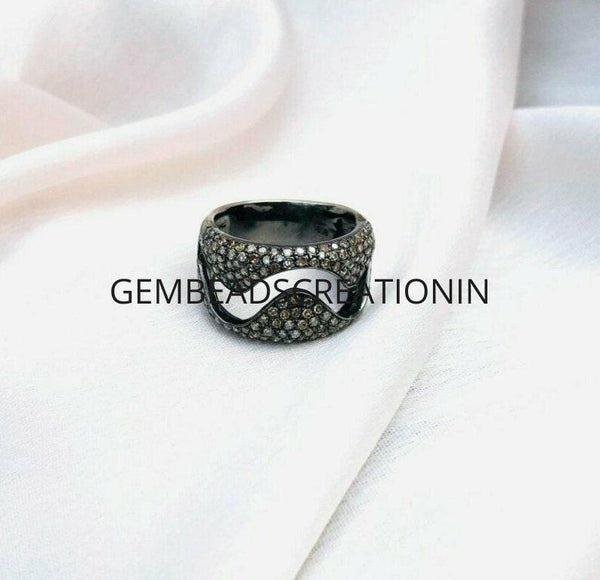 Antique Style Diamond Rind Handmade Designer Ring Women Ring 925 Silver Ring Jewelry Gift Ideas Pave Diamond Band Rings Unisex Rings