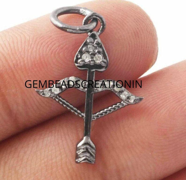 Cupid Arrow Pendant Pave Diamond Charm Pendant 925 Silver Jewelry Gift Jewelry Supplies Gift Ideas Diamond Jewelry Necklace 21x14mm